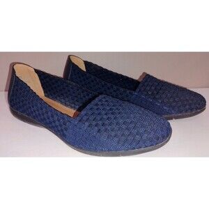 Comfortview Bethany Shoes 11 W Wide Blue Woven Flat Slip On Women's 26388